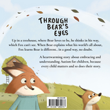Book cover with a fox and bear illustration and text about embracing autism.