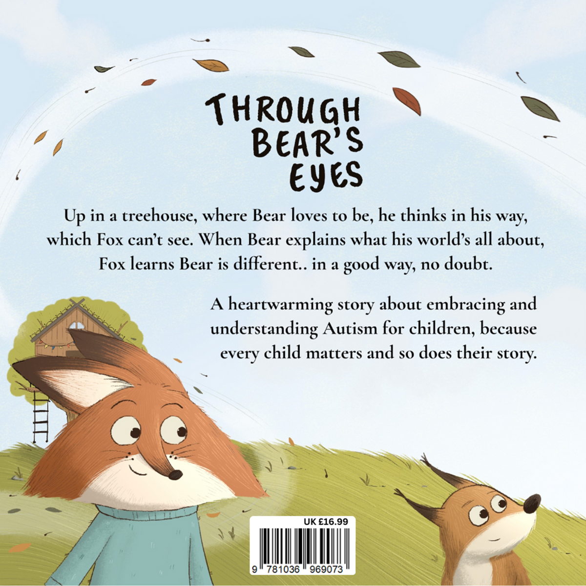 Book cover with a fox and bear illustration and text about embracing autism. (page 5 of 5)