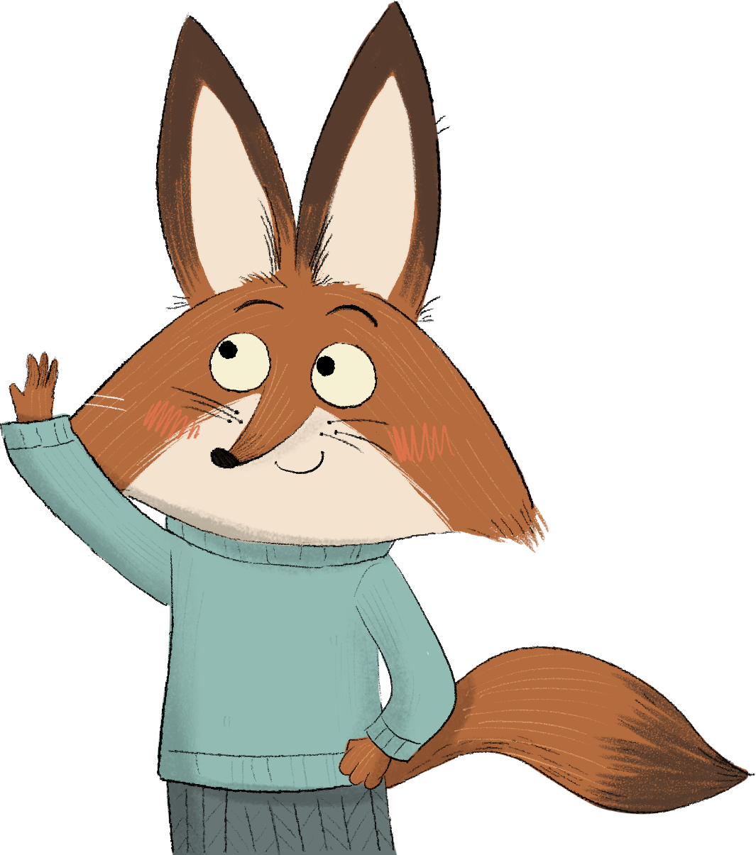 Curious fox waving (desktop)